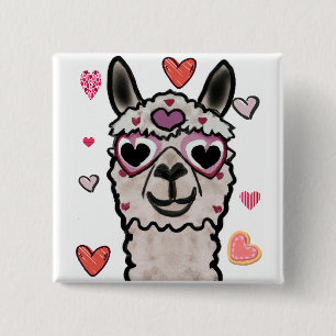 Drawn llama with heart eyes      button