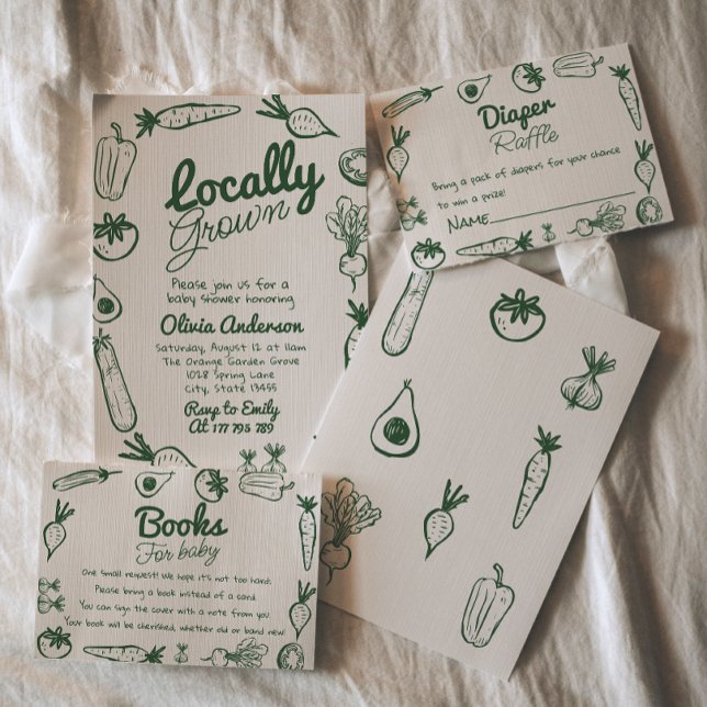 Drawn Locally Grown Farmer's Market Baby Shower Invitation (Creator Uploaded)