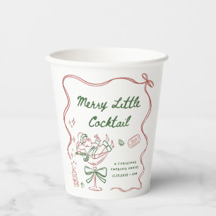 Drawn Merry Little Cocktail Christmas Party Paper Cups