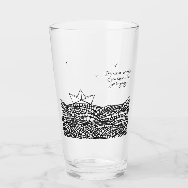 Drawn Paper boat  Glass (Front)