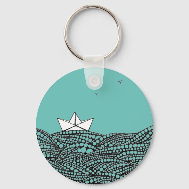 Drawn Paper boat  Key Ring (Front)