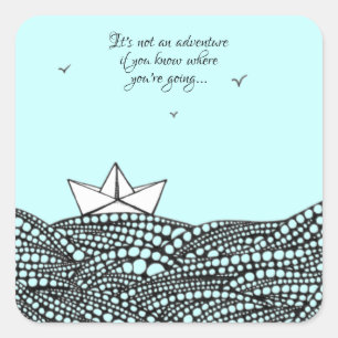 Drawn Paper boat  Square Sticker