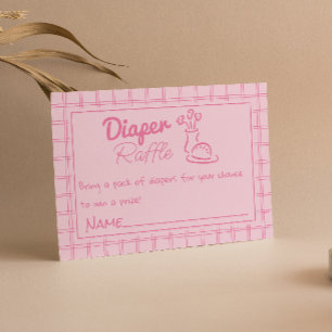 Drawn Pink Bun In The Oven Baby Girl Diaper Raffle Enclosure Card