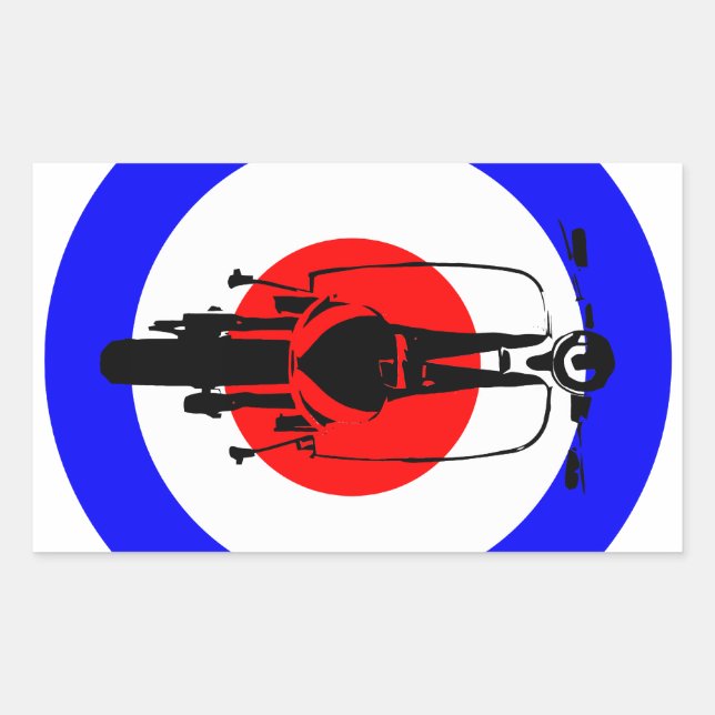 Drawn Scooter on half mod target Rectangle sticker (Front)