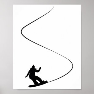 Drawn Simple Snowboard Girl Poster