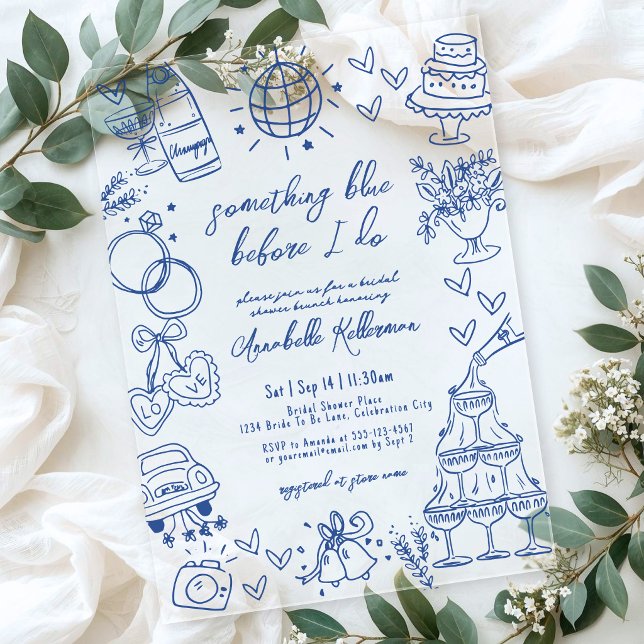 Drawn Something Blue Before I Do Bridal Shower Acrylic Invitations (Drawn Something Blue Before I Do Bridal Shower Acrylic Invitations)