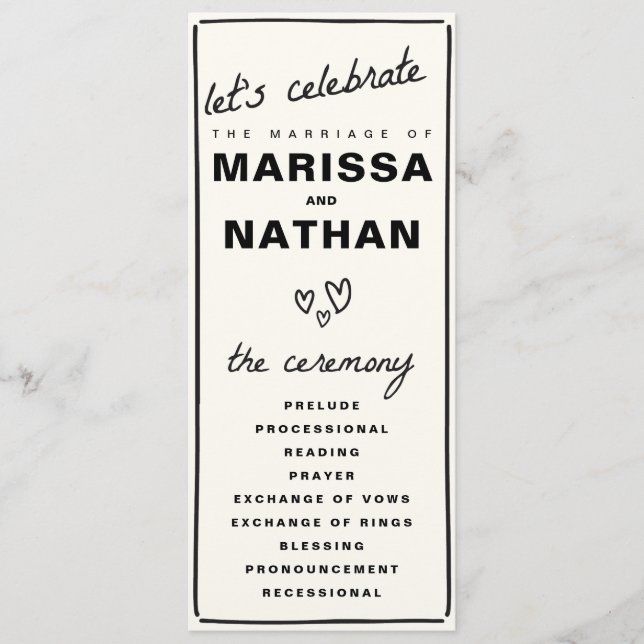 Drawn Together Wedding Programme (Front)