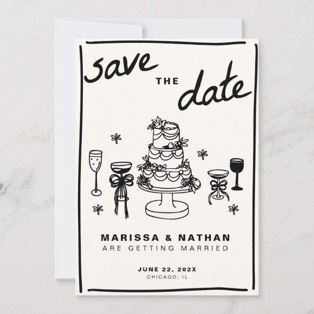 Drawn Together Wedding Save The Date (Front)