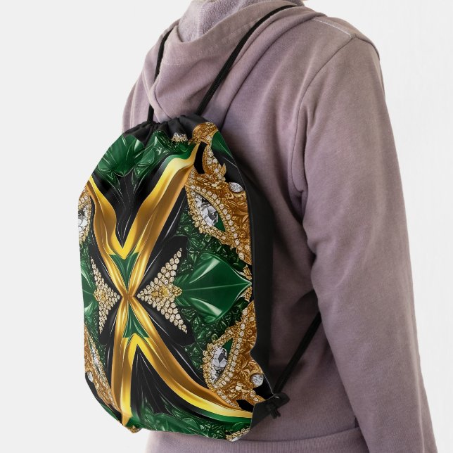 Drawstring backpack with Jamaican Colours (Insitu)