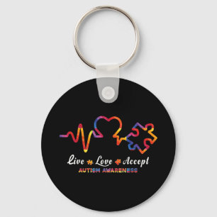 Drawstring closurelive, love, accept, autism, awar key ring