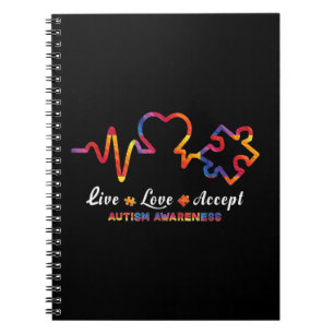 Drawstring closurelive, love, accept, autism, awar notebook