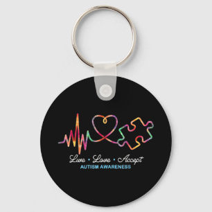 Drawstring closureLive Love Accept Autism Awarenes Key Ring