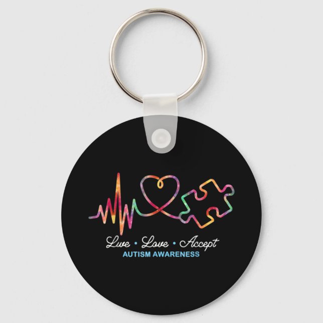 Drawstring closureLive Love Accept Autism Awarenes Key Ring (Front)