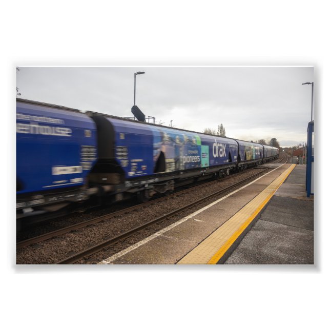 Drax Freight Train Passing Whitley Bridge Station Photo Print (Front)