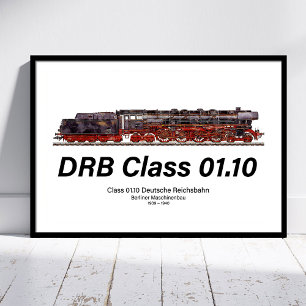 DRB Class 01.10 Deutsche Reichsbahn Steam Train Poster