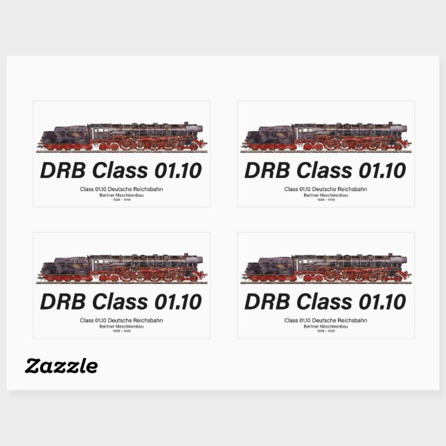 DRB Class 01.10 Deutsche Reichsbahn Steam Train Rectangular Sticker (Sheet)