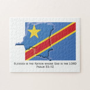 DRC CONGO   Blessed Nation   CONGOLESE FLAG Jigsaw Puzzle