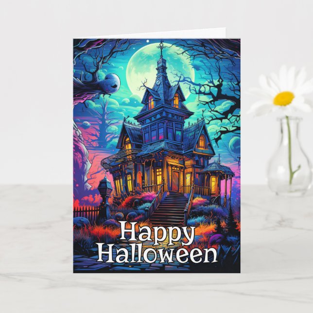 Dreadful Old Haunted House | Happy Halloween Card (Small Plant)