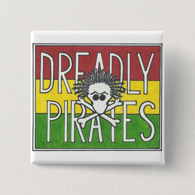 DREADLY PIRATES FLAG 15 CM SQUARE BADGE (Front)