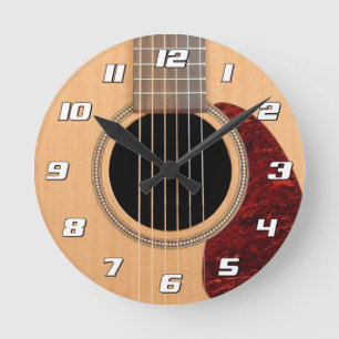 Dreadnought Acoustic 6 String Guitar Round Clock