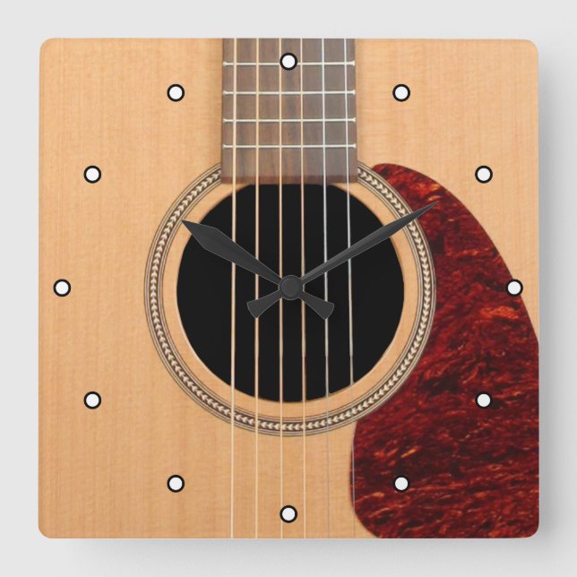 Dreadnought Acoustic 6 String Guitar Square Wall Clock (Front)