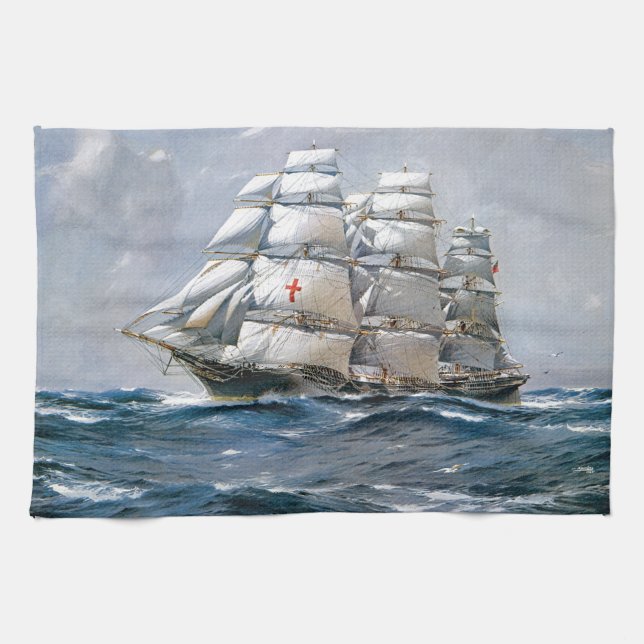 Dreadnought Sailing Clipper Tea Towel (Horizontal)