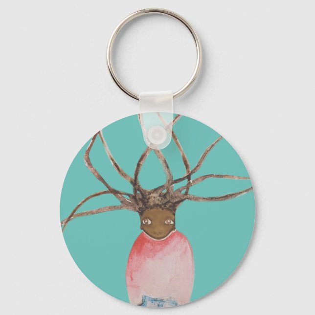 Dreads, sweater and jeans  key ring (Front)