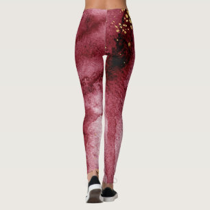 Dream, aubergine, gold splattered activewear leggings