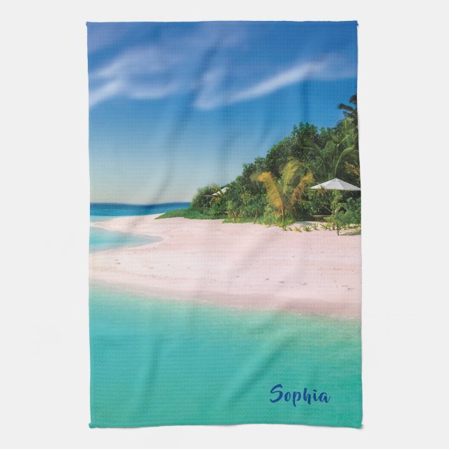 Dream Beach  (personalised name)  Kitchen Towel (Vertical)