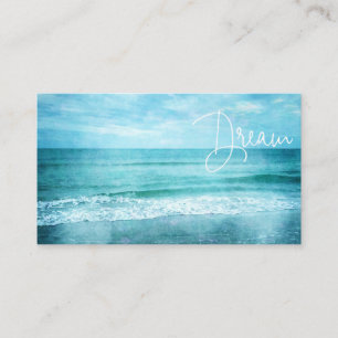 Dream Beach Quote Teal Blue Ocean Quotes Business Card