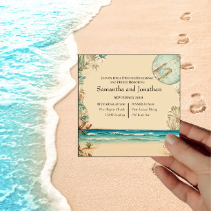 Dream beach themed wedding  invitation