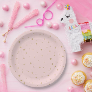 Dream Bear Baby Girl Stars Paper Plate
