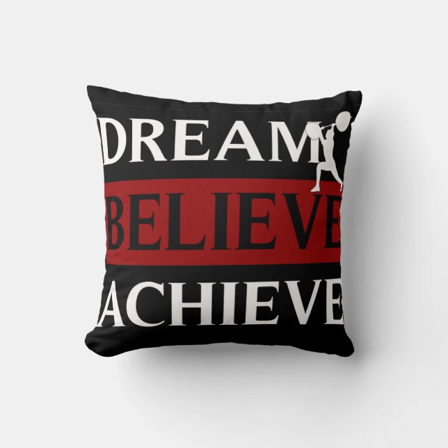 Dream Believe Achieve American MoJo Pillow (Front)