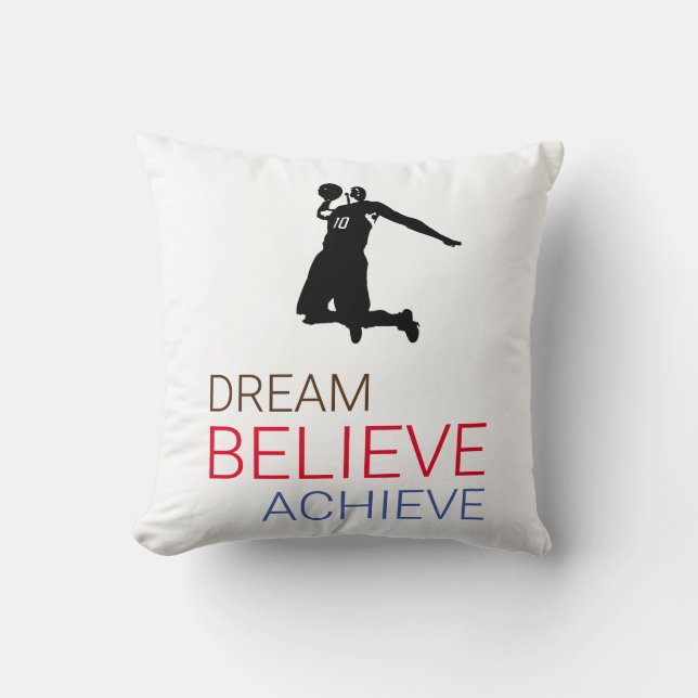 Dream Believe Achieve Basketball Cushion (Front)