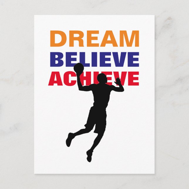 Dream Believe Achieve Basketball Pop Art Postcard (Front)