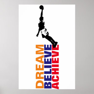 Dream Believe Achieve Basketball Pop Art Poster