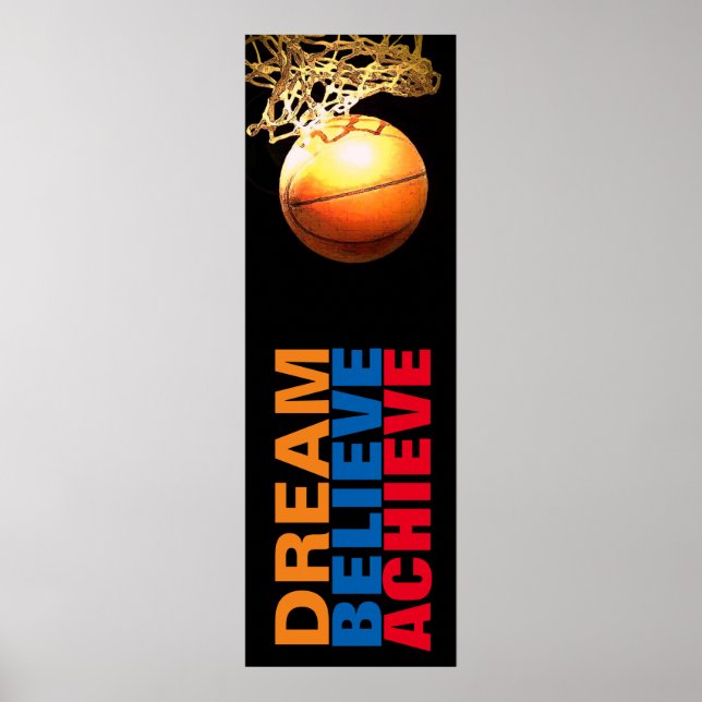 Dream Believe Achieve Basketball Stylish Door Poster (Front)