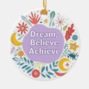 Dream, Believe, Achieve Ceramic Tree Decoration