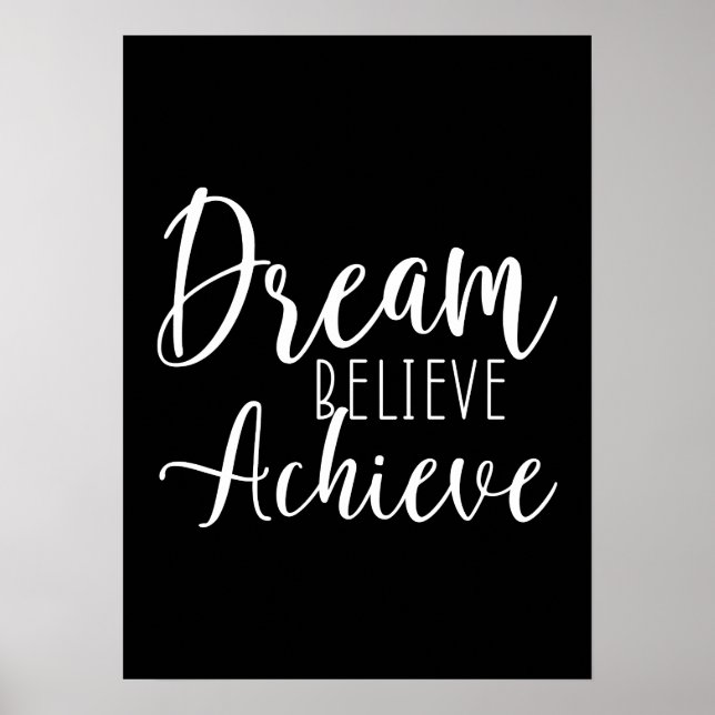 Dream, Believe, Achieve - Gym, Hustle, Success Poster (Front)