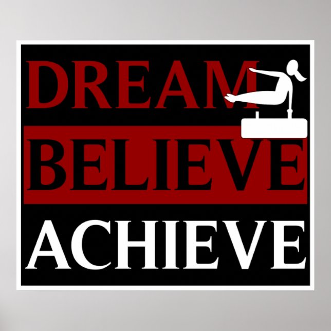 Dream Believe Achieve Gymnastics Poster (Front)