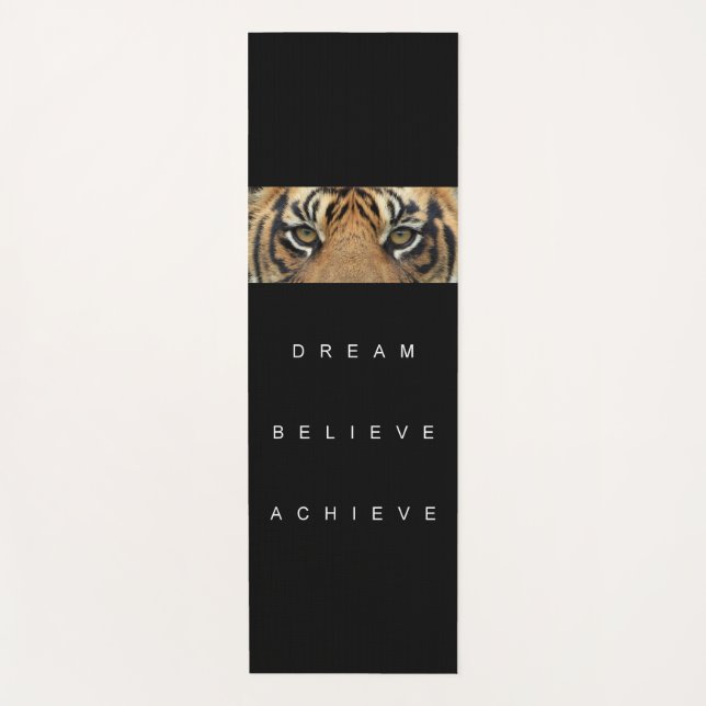 Dream Believe Achieve Motivational Quote Tiger Eye Yoga Mat (Front)