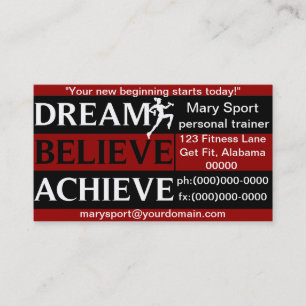 Dream Believe Achieve Personal Trainer Business Card