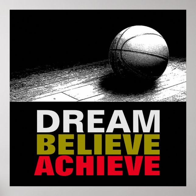 Dream Believe Achieve Pop Art Basketball Poster (Front)