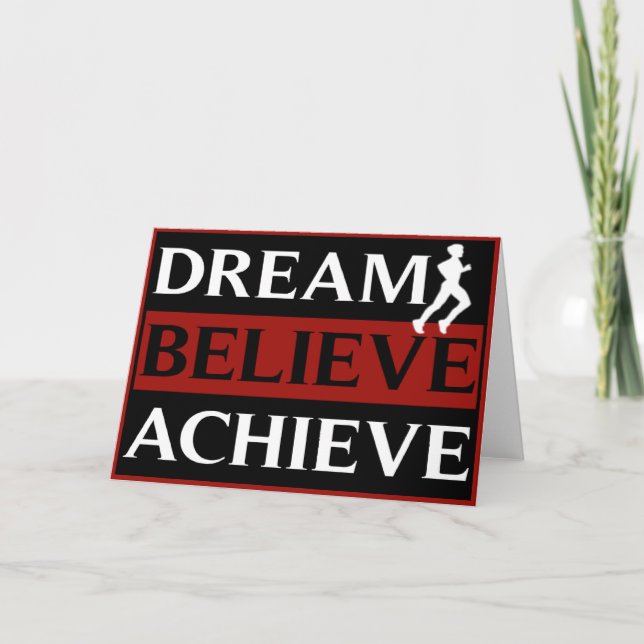 Dream Believe Achieve Running Greeting Card (Front)