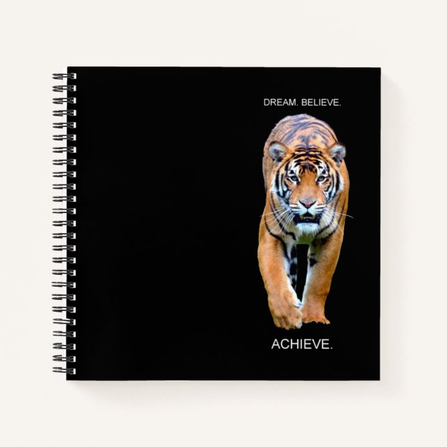 Dream Believe Achieve Success Quote Tiger Elegant Notebook (Front)