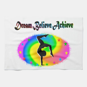 DREAM, BELIEVE AND ACHIEVE GYMNASTICS DREAMS TEA TOWEL