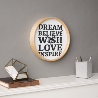 Dream Believe Wish Love Inspire Motivational Wall  Clock