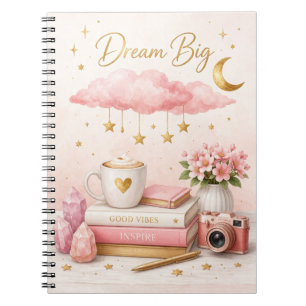 Dream Big Aesthetic Notebook 💖 Cute Pink Journal