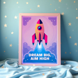 Dream Big Aim High Motivational Nursery Wall Art 