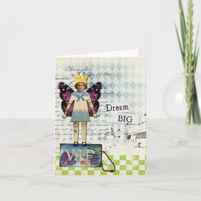 Dream Big Altered Art Vintage Collage Card (Front)